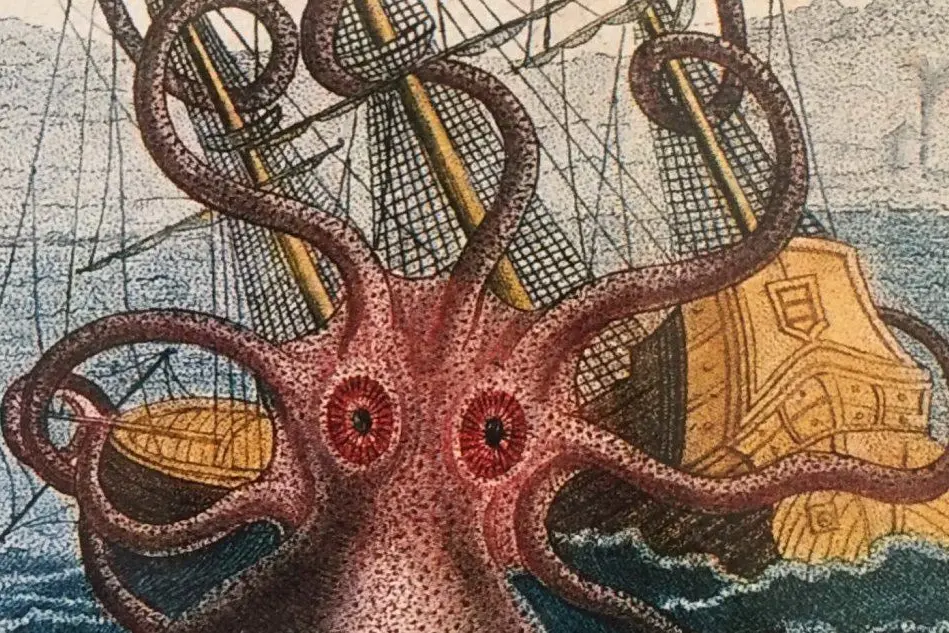 Nave attaccata dal mitico kraken (Pierre Denis de Montfort, 1810)