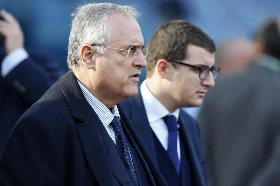 Claudio Lotito e il figlio Enrico (Ansa)