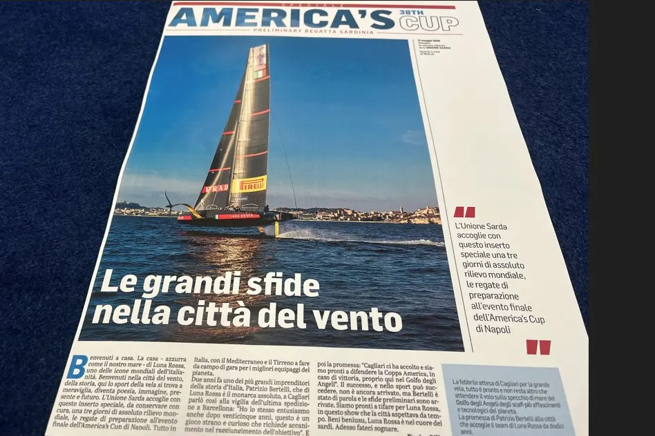 America’s Cup, domani in omaggio con L’Unione Sarda uno speciale di sedici pagine La copertina dello speciale