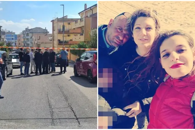 Nuoro dopo la strage. A destra, Gleboni con moglie e figlia (archivio L'Unione Sarda)