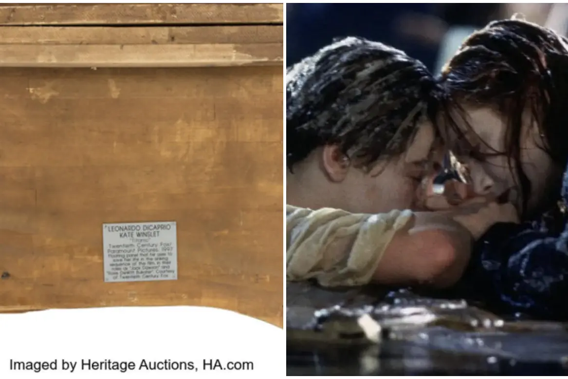La porta venduta all'asta (Ansa), a destra una scena di Titanic (frame)