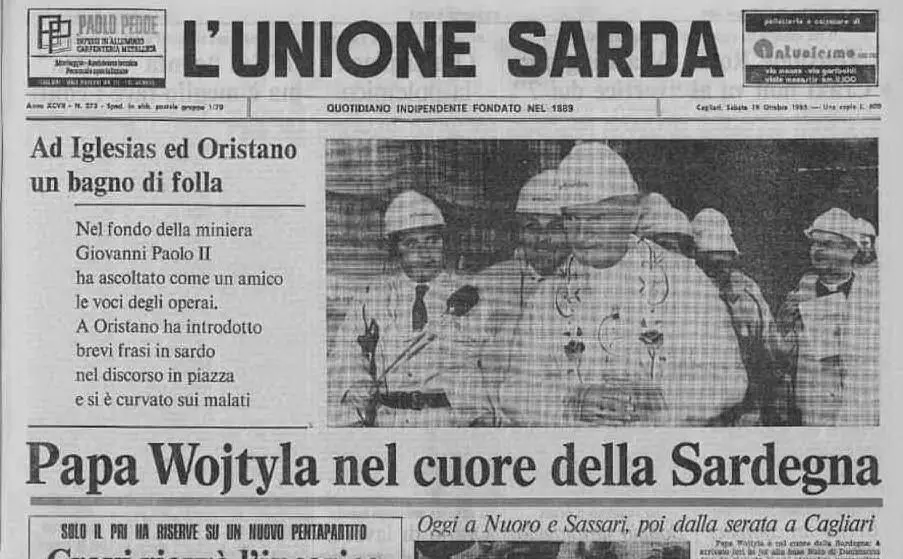 #AccaddeOggi: 19 ottobre 1985, L'Unione Sarda dedica la prima pagina al Papa