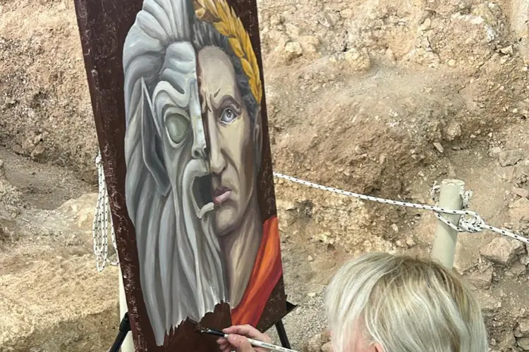 Un dipinto in gara a Porto Torres (foto Pala)