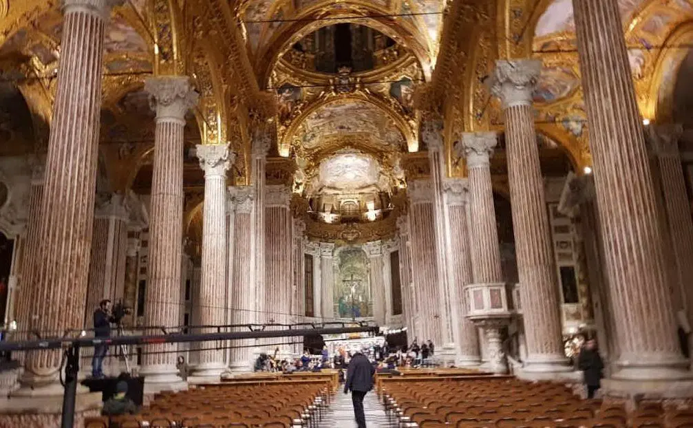 Backstage del concerto nella Basilica della SS. Annunziata del Vastano a Genova (foto l.p.)