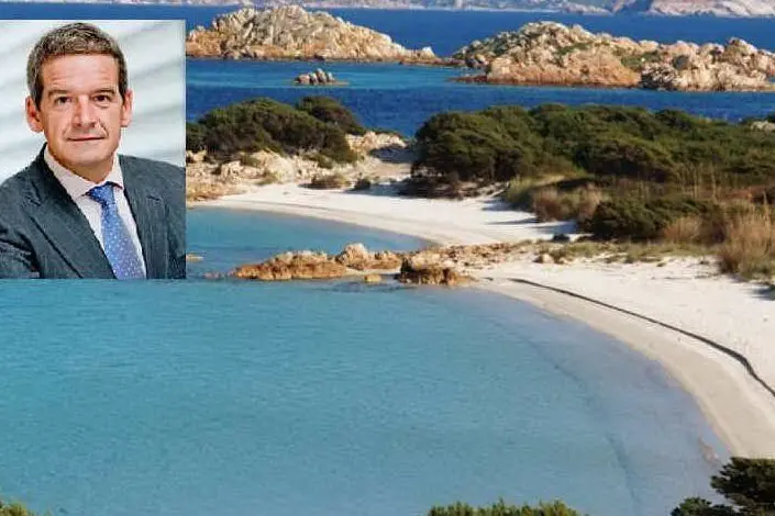 Una immagine di Budelli e, in alto a sinistra, il nuovo proprietario neozelandese.