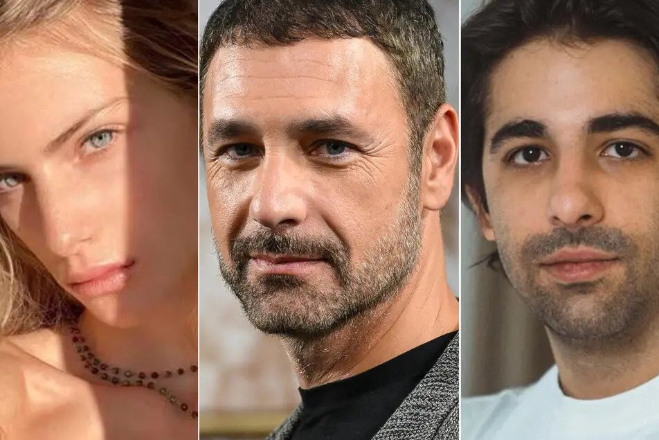 Da sinistra, Martina Ceretti (23 anni), Raoul Bova (53) e Federico Monzino (29)