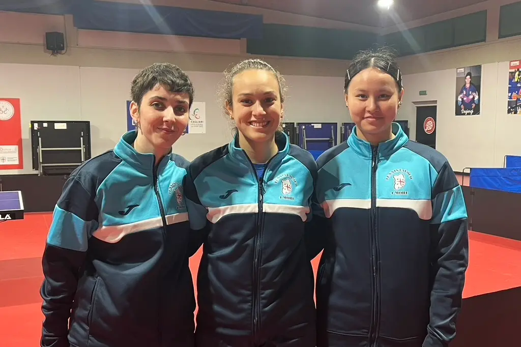 Il Quattro Mori è stato eliminato dalla Champions League. Nella foto da sin. Tania Plaian, Miriam Carnovale, Ma Hengyu (foto Marco Capponi)