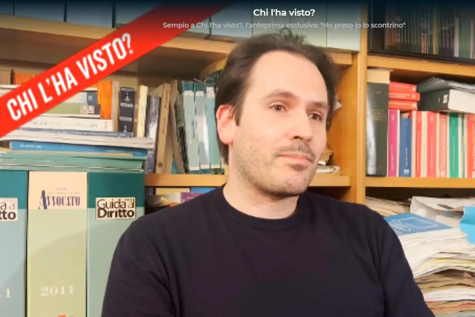 Un frame dalla puntata della trasmissione di Rai3 Chi l'ha visto? con Andrea Sempio, il trentasettenne indagato nella nuova inchiesta sull'omicidio di Chiara Poggi