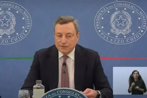 Il premier Mario Draghi (frame da video Palazzo Chigi)