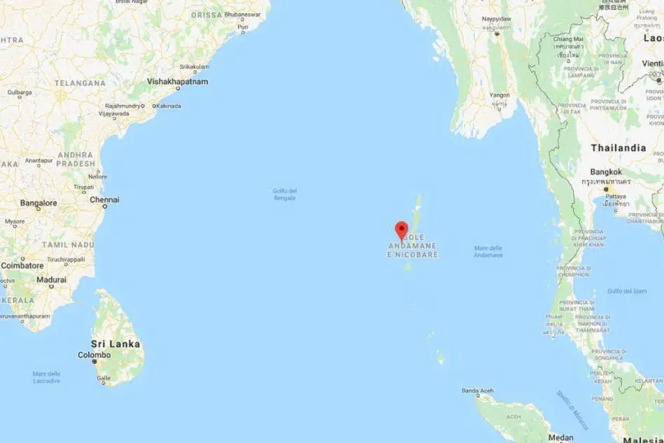 L'isola di North Sentinel, tra India e Thailandia (foto Google Maps)