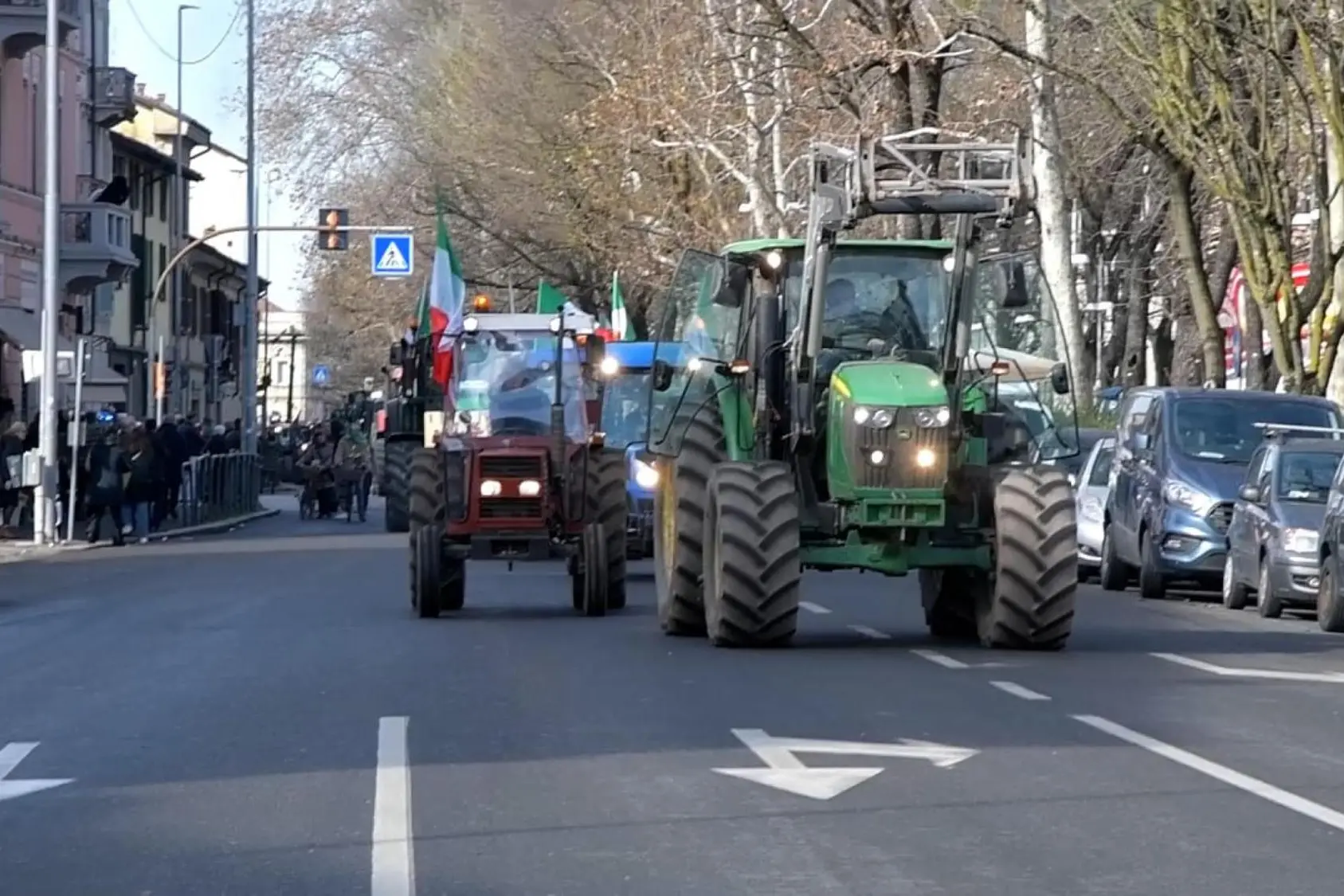 La protesta dei trattori (foto Ansa)