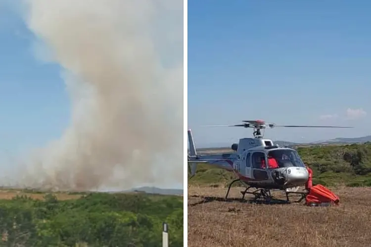 L'incendio a Stintino (foto Pala)