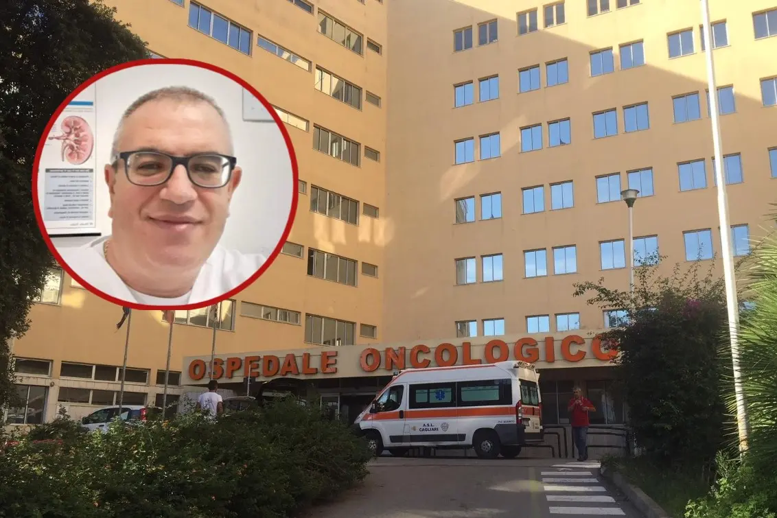 Il Businco e nel tondo Gianfranco Angioni dell'Usb (Foto Archivio)