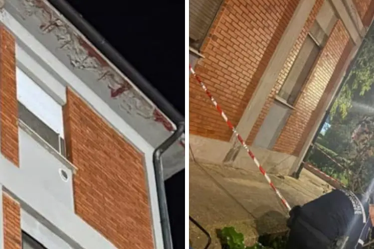 La caduta del pezzo di cornicione a Porto Torres (foto concessa)