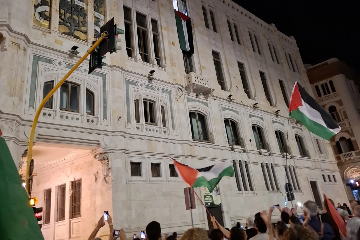 La bandiera della Palestina a Palazzo Bacaredda
