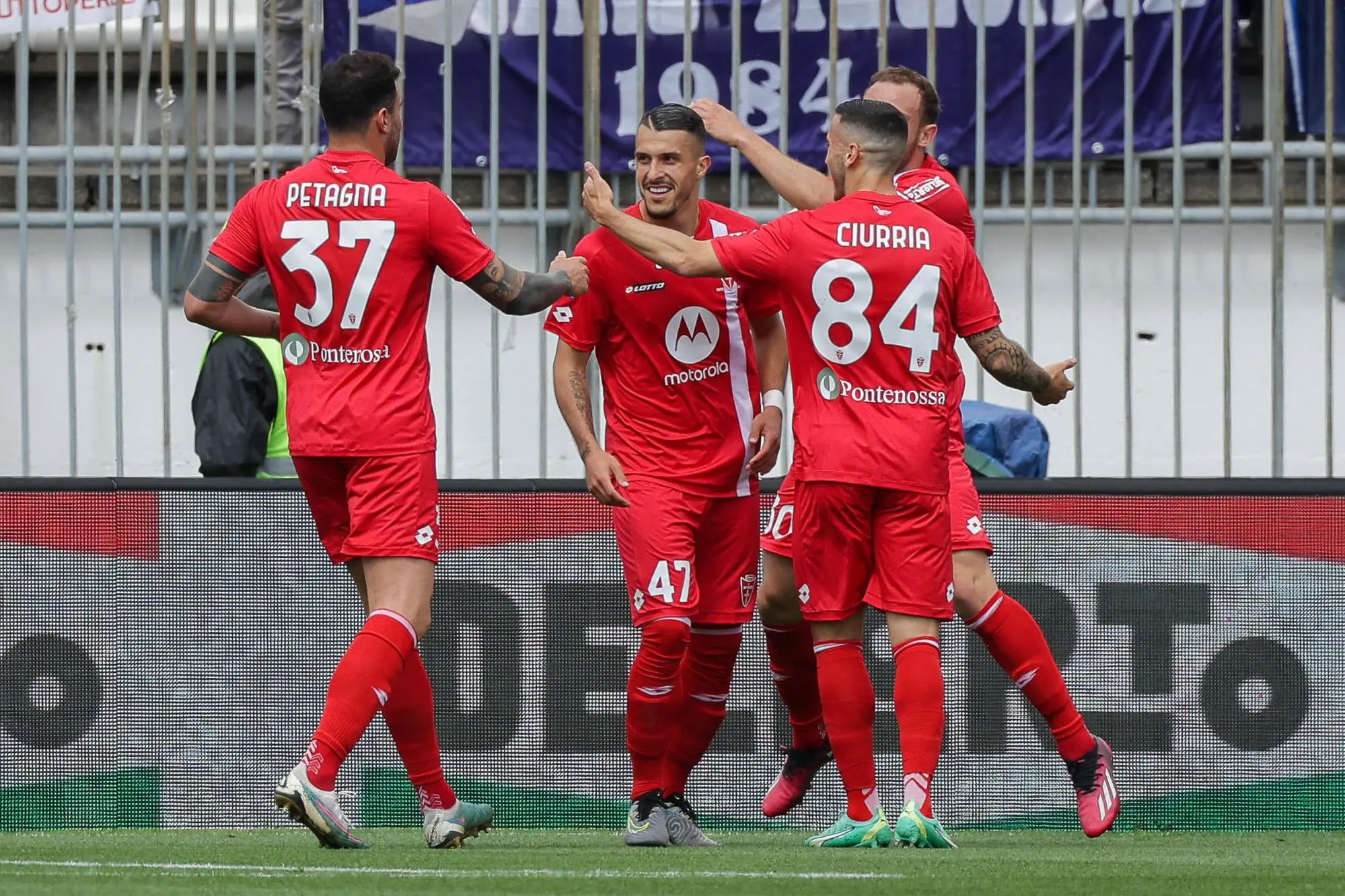 AC Monza's players celebrate the goal scored by AC Monza's forward Dany Mota Carvalho during the Italian Serie A soccer match between AC Monza and SS Napoli at U-Power Stadium in Monza, Italy, 14 May 2023. ANSA / ROBERTO BREGANI