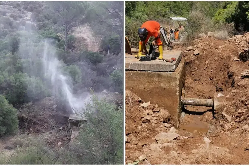 Un intervento della scorsa estate sulla condotta Corongiu-Burcei (foto Serreli)