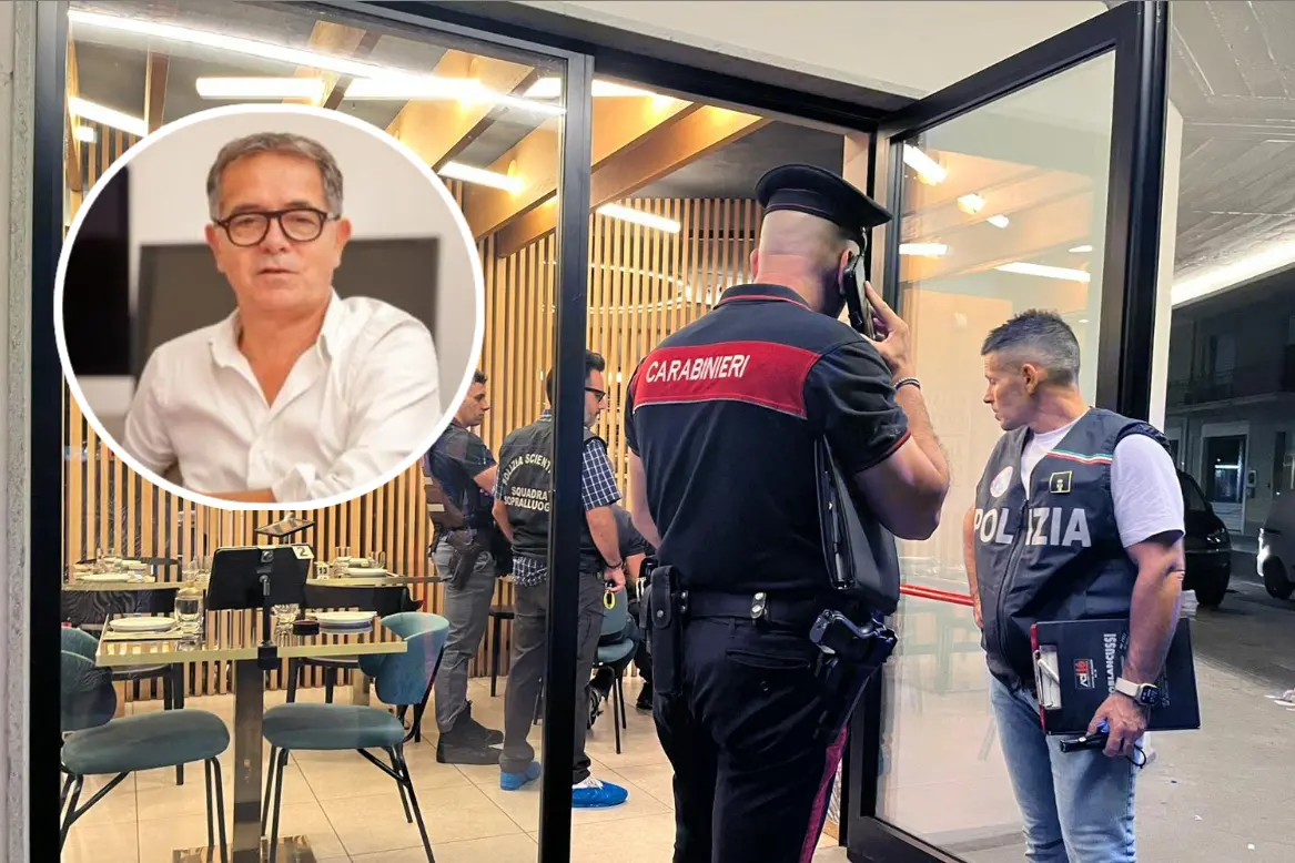 Nel cerchio il sindaco Nizzi. Sullo sfondo il ristorante teatro di un'aggressione venerdì scorso