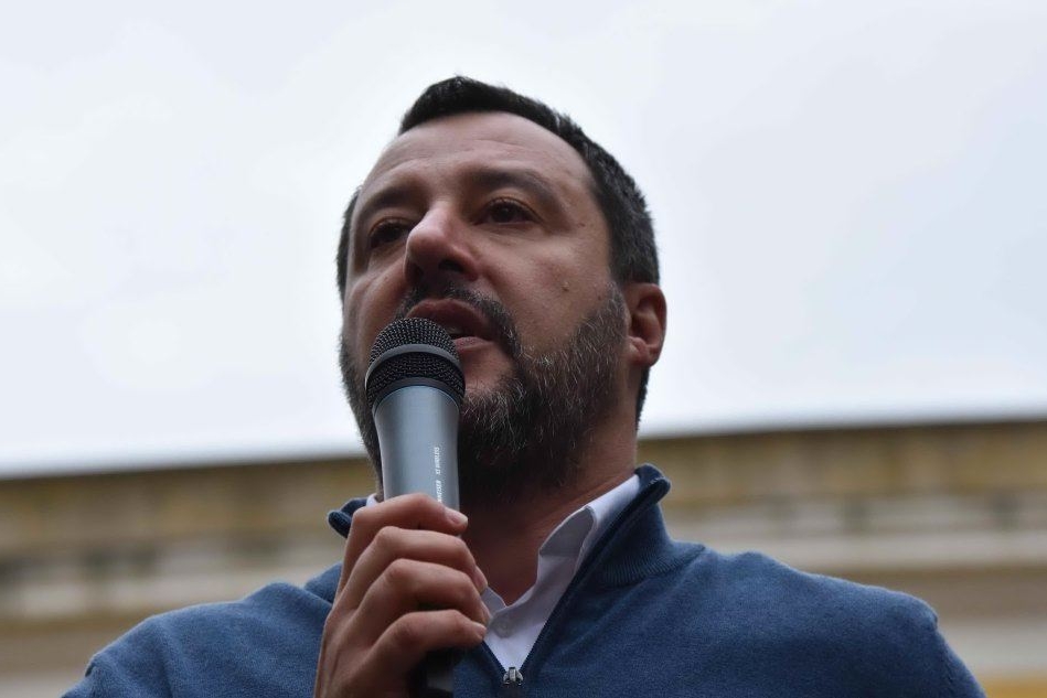 Matteo Salvini a Oristano (Ansa)