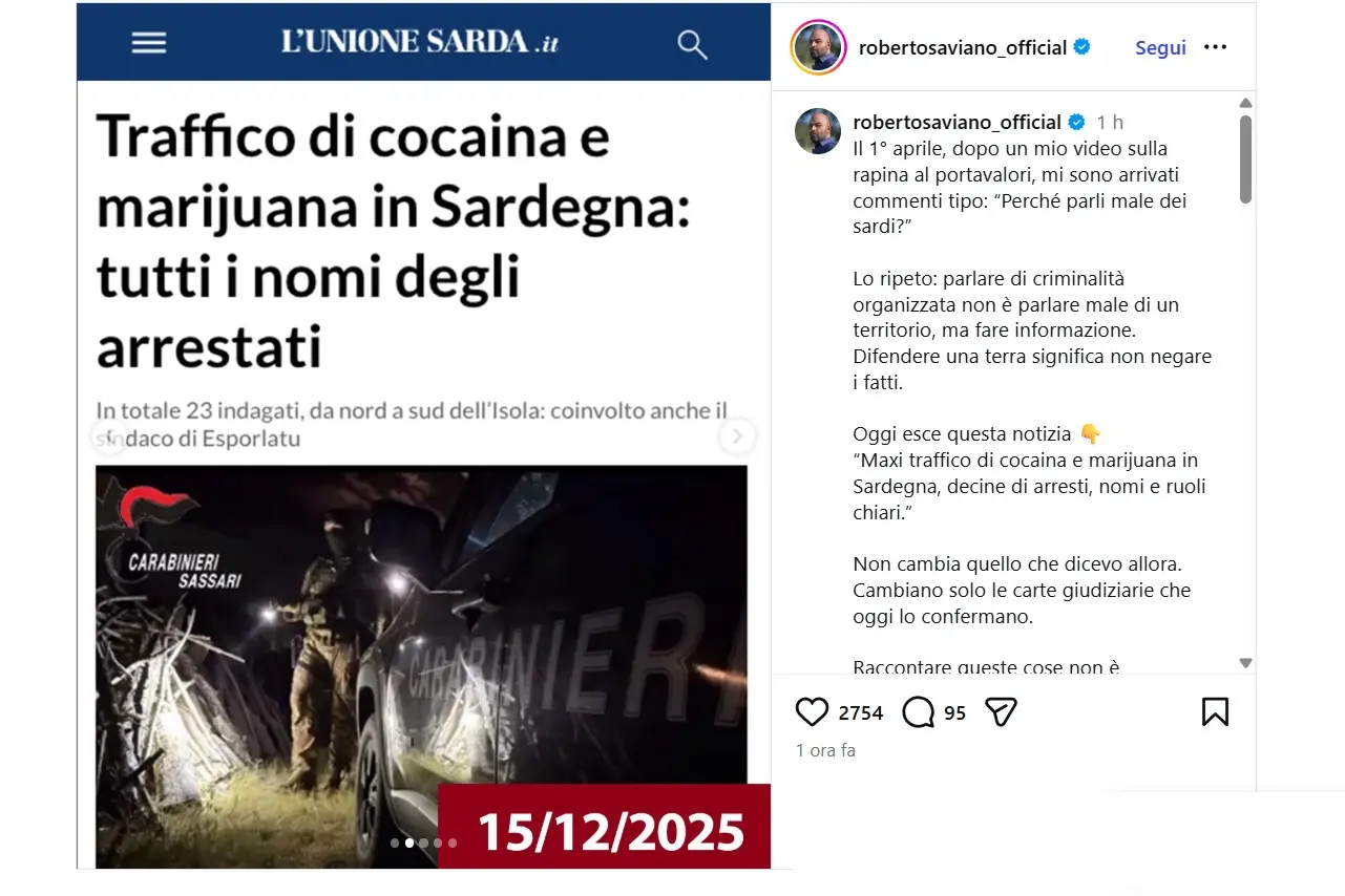 Il post di Saviano