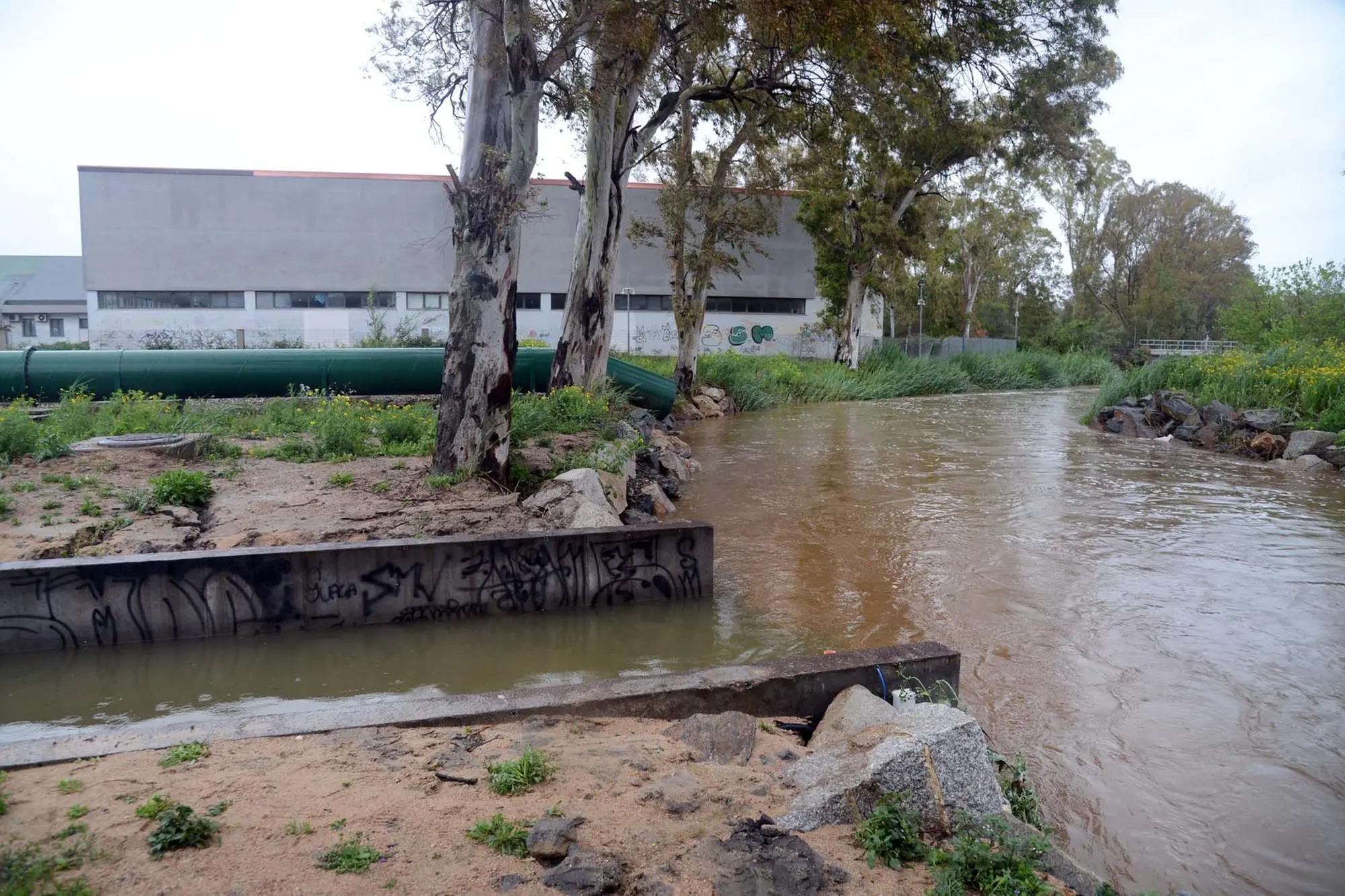 L'istituto Ipia vicino al rio Seligheddu, zona ad alto rischio idrogeologico (Foto Satta)