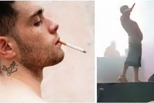 Pretty Solero, da Instagram; a destra un frame del video durante il concerto