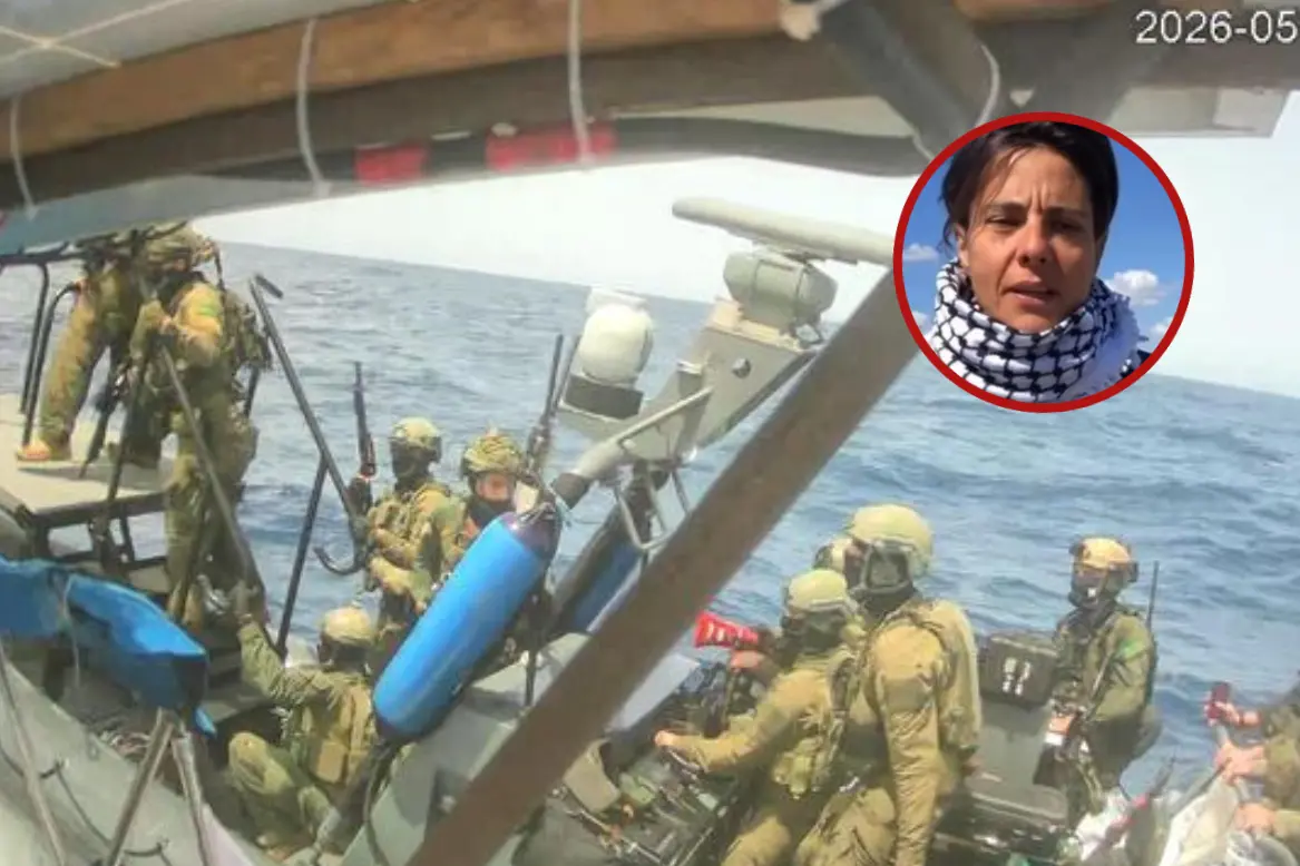 Nello sfondo i militari israeliani, nel cerchio Ilaria Mancosu