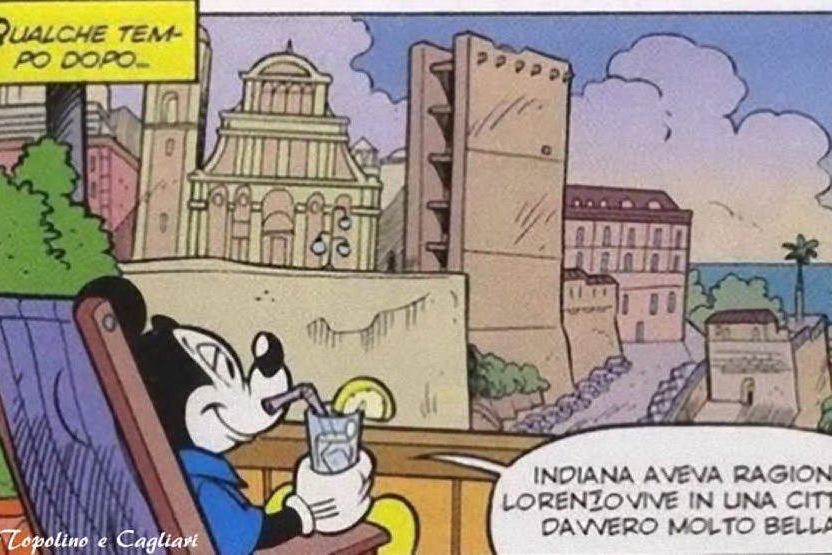 Topolino gusta un drink al bastione di Santa Croce