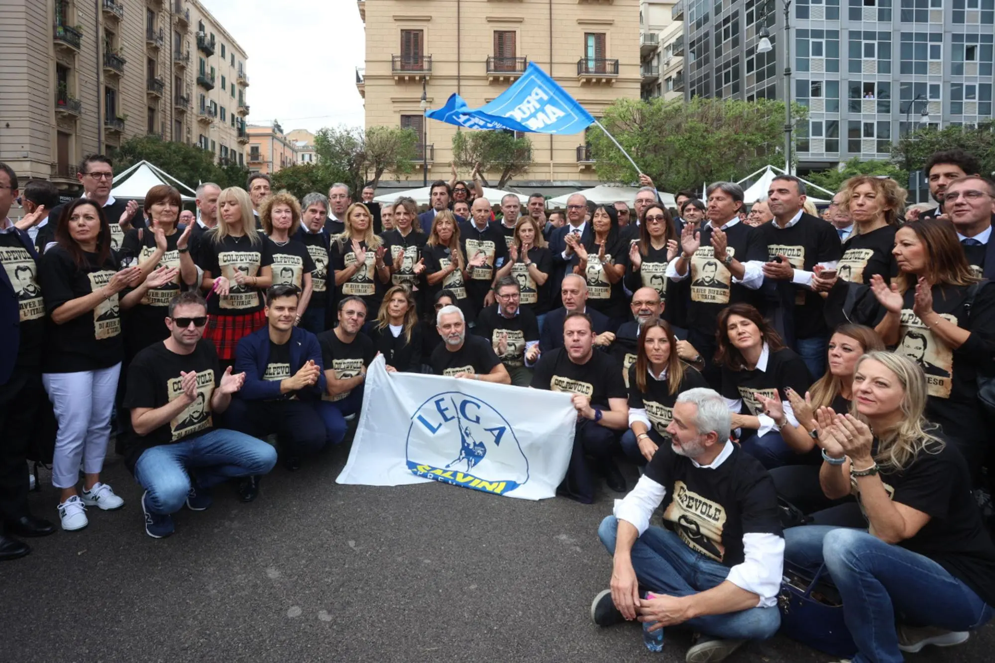 Lega in piazza a Palermo per Matteo Salvini (Ansa)