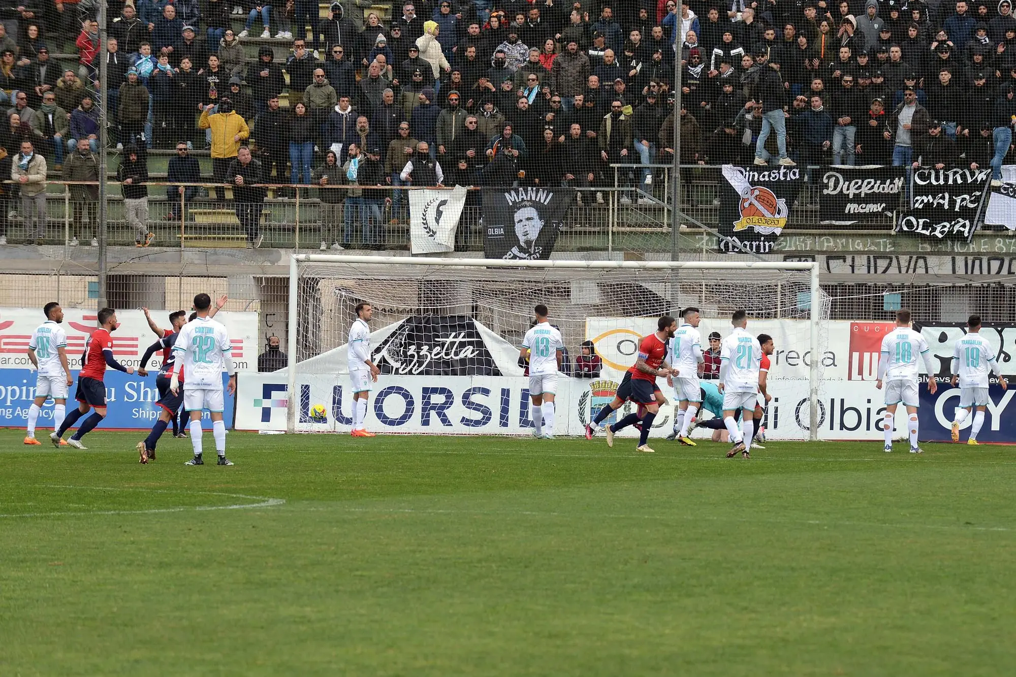 Olbia. 26-2-2023. Olbia - Torres. Il gol segnato da Gianola per la Torres. Foto Antonio Satta.