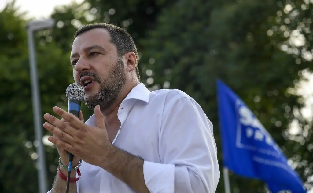Matteo Salvini in comizio a Orbassano