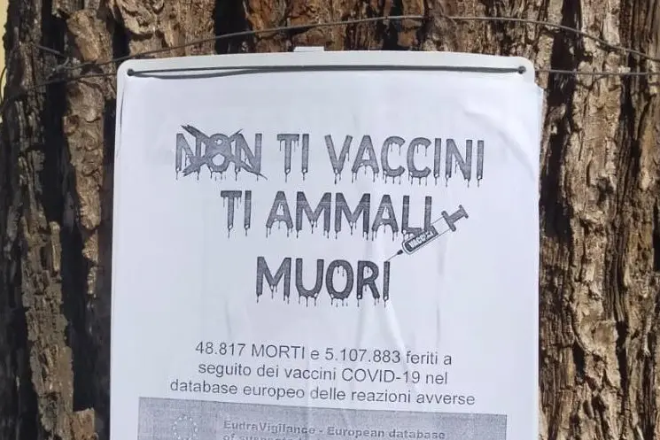 Uno dei manifesti (foto Pala)