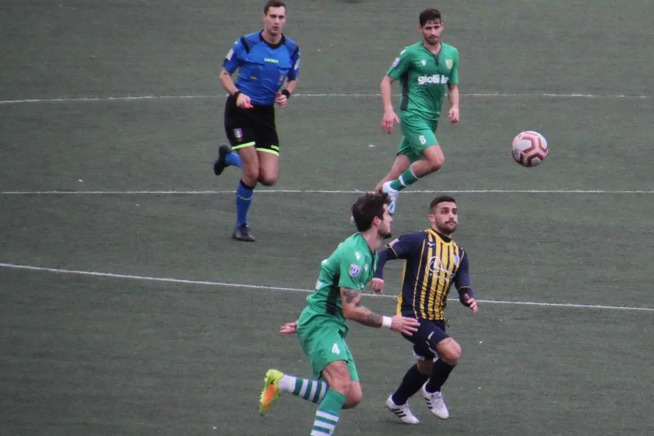 Nurchi, attaccante del Muravera domenica in gol ad Anagni (L'Unione Sarda - foto Andrea Serreli)