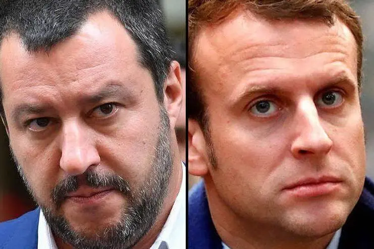 Matteo Salvini e Emmanuel Macron (Ansa)
