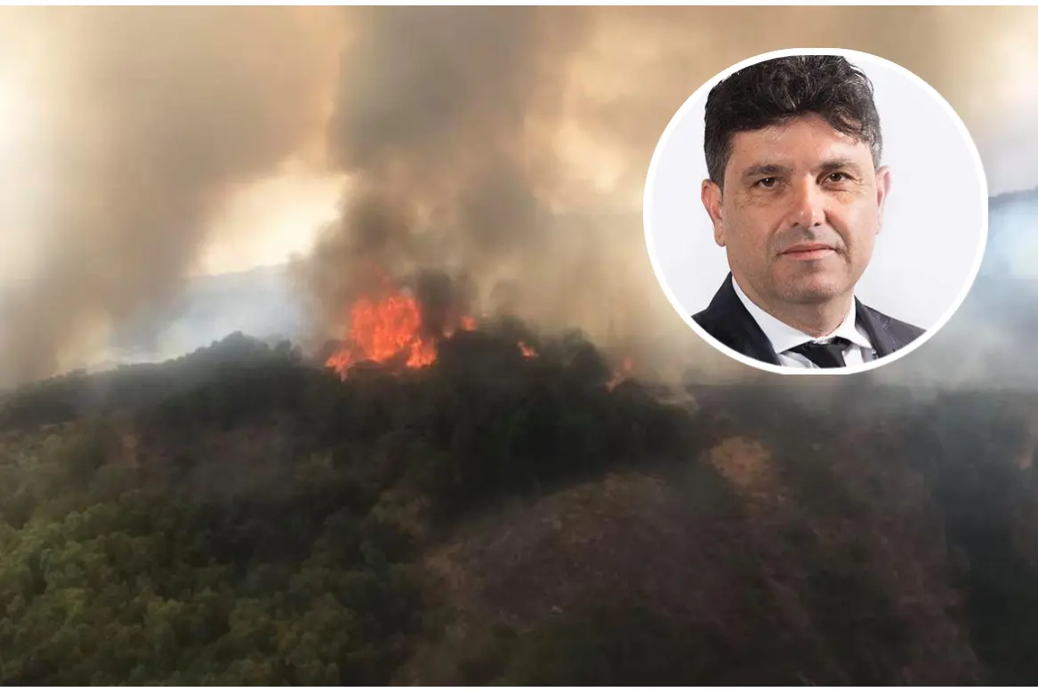 Un incendio nel Montiferru e nel tondo Gian Franco Satta (Archivio L'Unione Sarda)