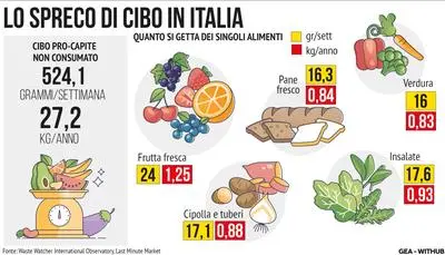 Lo spreco del cibo in Italia (Ansa)