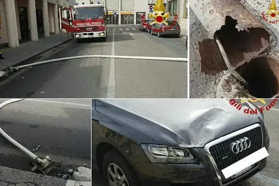 Il palo caduto in via Mameli